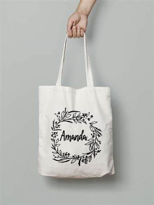 Personalized Printing Monogram Canvas Tote Jumbo Bags DIY Drawing
