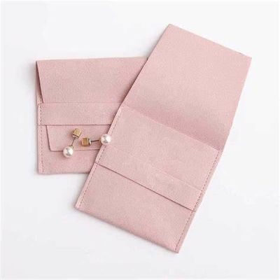 custom embossed suede microfiber jewelry pouch with insert card pads custom logo
