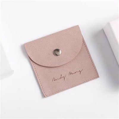 custom embossed suede microfiber jewelry pouch with insert card pads custom logo