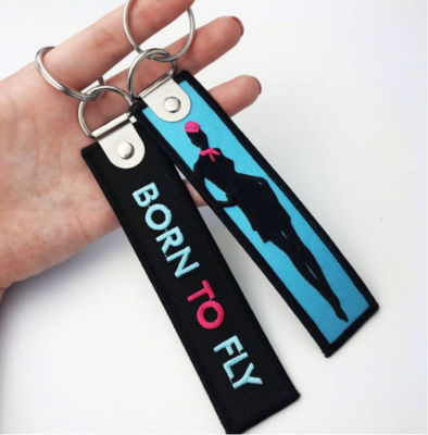 Custom Fabric Embroidery Key Tags For Motorcycle Ebroidered Keychains