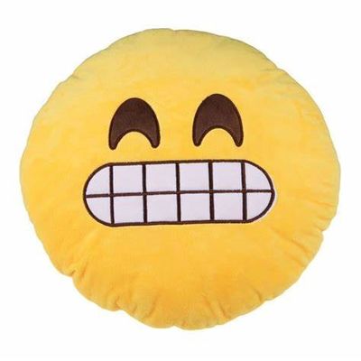 PP Cotton Filled Plush Emoji Cushion Pillows Smiley Face 30cm Round Shape