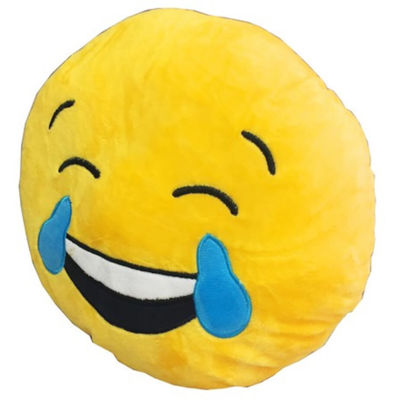 PP Cotton Filled Plush Emoji Cushion Pillows Smiley Face 30cm Round Shape
