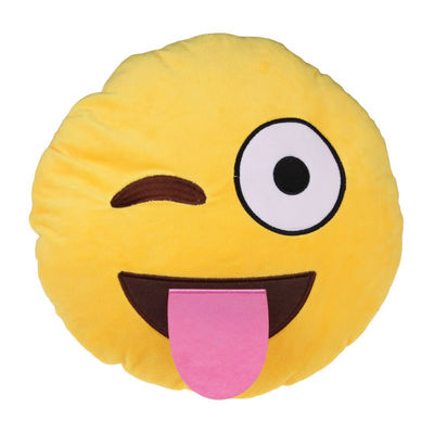 PP Cotton Filled Plush Emoji Cushion Pillows Smiley Face 30cm Round Shape