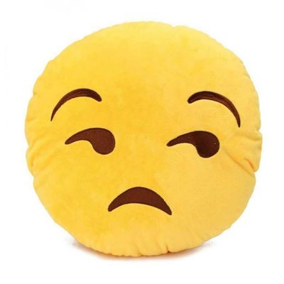 PP Cotton Filled Plush Emoji Cushion Pillows Smiley Face 30cm Round Shape