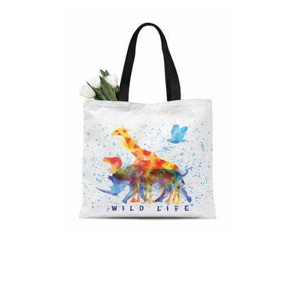 Reusable Shoulder Canvas Tote Bag Shopping Heat Transfer Printing For Grocery