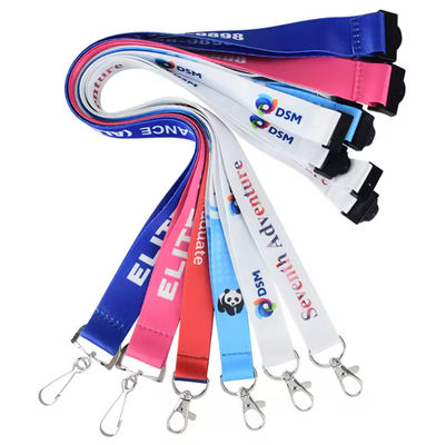 Flat Blank Polyester Lanyards Heat Transfer Sublimation Custom Rainbow Color