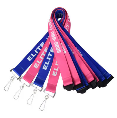 Safety Breakaway White Polyester Lanyards Customised Company Logo