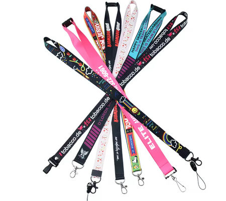 Safety Breakaway White Polyester Lanyards Customised Company Logo
