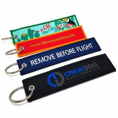 Flight Jet Tag Keychain Badge Souvenirs Fabric Woven Custom Logo