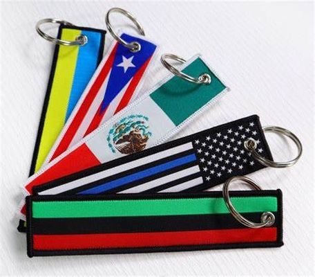 Custom Woven Logo Embroidered Keyring Jet Tag for Motorcycle Car Anime