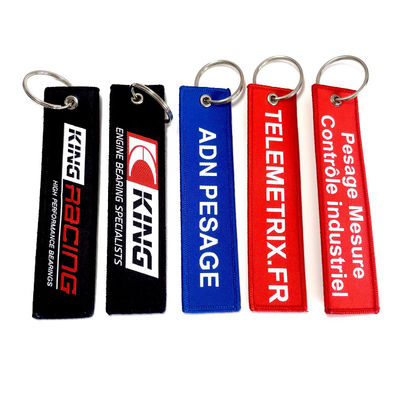 Custom Woven Logo Embroidered Keyring Jet Tag for Motorcycle Car Anime