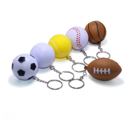 Custom Logo PU squishy Stress Ball Keychain PU Foam Basketball Football Soccer