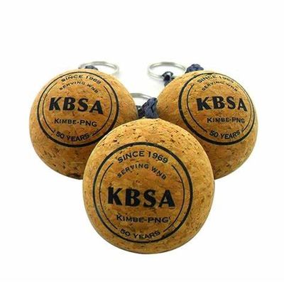 Custom Logo Printed Round Cork Ball Keyring Blank Floating Wooden