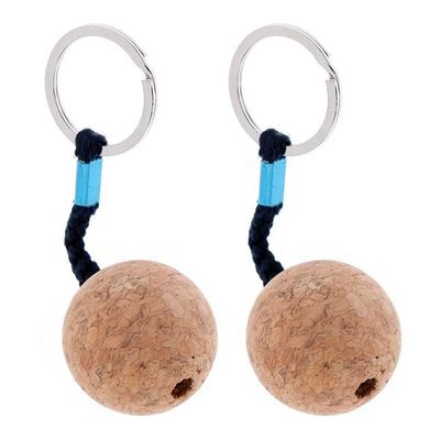 Custom Logo Printed Round Cork Ball Keyring Blank Floating Wooden
