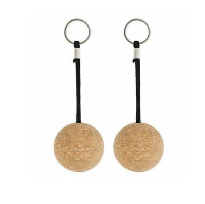 Custom Logo Printed Round Cork Ball Keyring Blank Floating Wooden