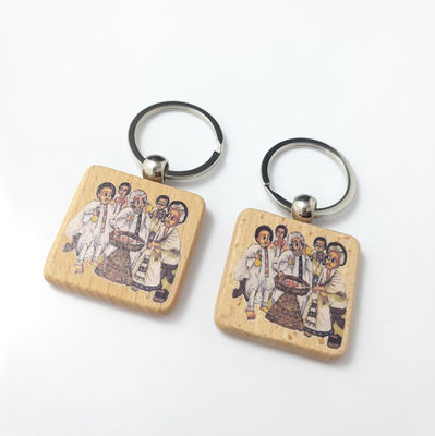 Natural Wooden Name Keychain Badge Blank With Split Ring Personalized