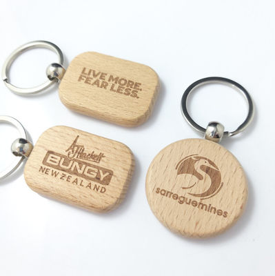 Natural Wooden Name Keychain Badge Blank With Split Ring Personalized