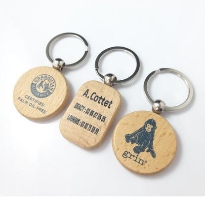 Natural Wooden Name Keychain Badge Blank With Split Ring Personalized