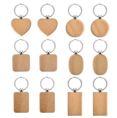 Natural Wooden Name Keychain Badge Blank With Split Ring Personalized