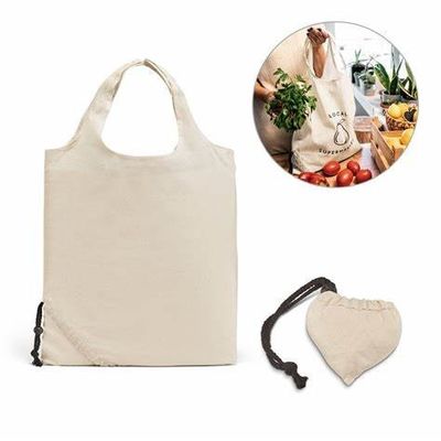 8OZ 10OZ Canvas Cotton Collapsible Grocery Bags Foldaway Shopping Bag Custom Printing