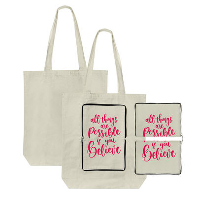 8OZ 10OZ Canvas Cotton Collapsible Grocery Bags Foldaway Shopping Bag Custom Printing