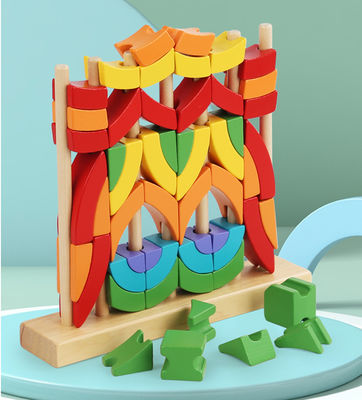 Unisex Rainbow Blocks Montessori Interactive Educational Toys For Early Development