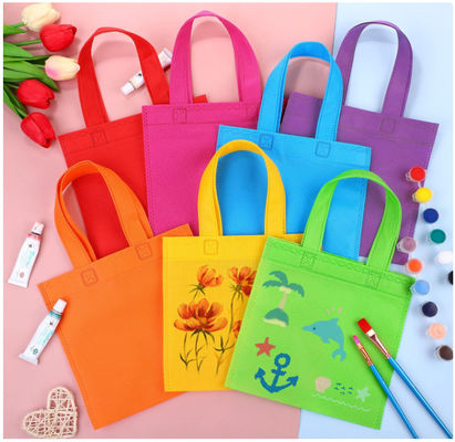 Wholesale Blank Non Woven Party Gift Bags  DIY Treat Tote Bags With Handles Party Favor Bags For Baby Shower Birthday Rainbow Party Supplies