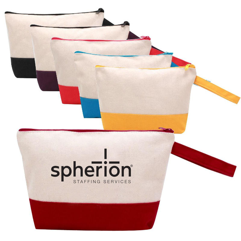 Custom Cotton Canvas Makeup Travel Bag Cosmetic Bag for Women Girls Portable multi-functional toiletry zipper bag
