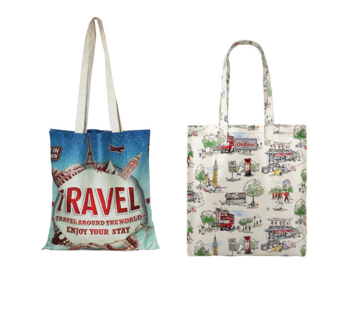 Reusable Shoulder Canvas Tote Bag Shopping Heat Transfer Printing For Grocery