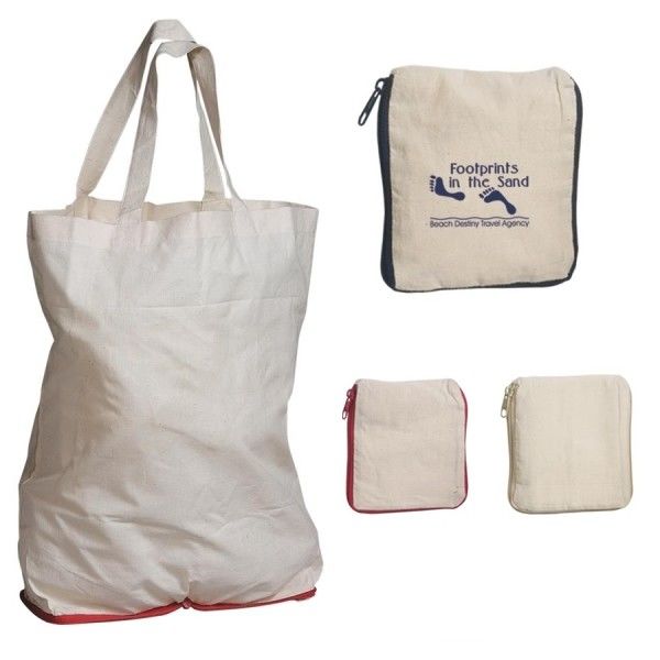 8OZ 10OZ Canvas Cotton Collapsible Grocery Bags Foldaway Shopping Bag Custom Printing