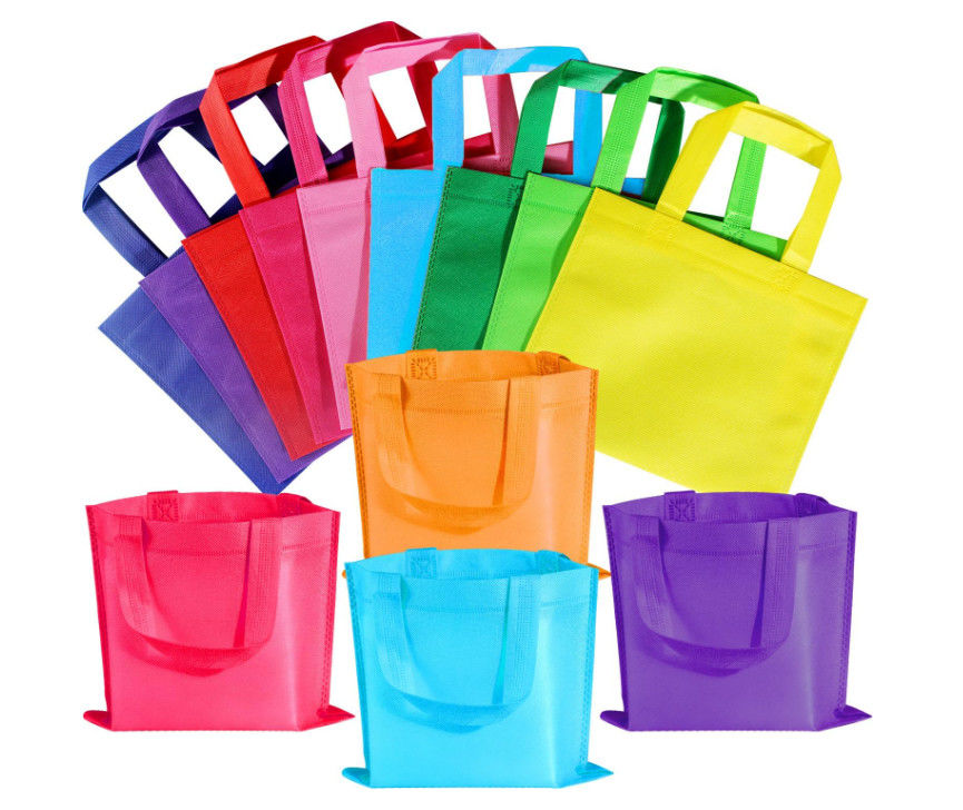Wholesale Blank Non Woven Party Gift Bags  DIY Treat Tote Bags With Handles Party Favor Bags For Baby Shower Birthday Rainbow Party Supplies