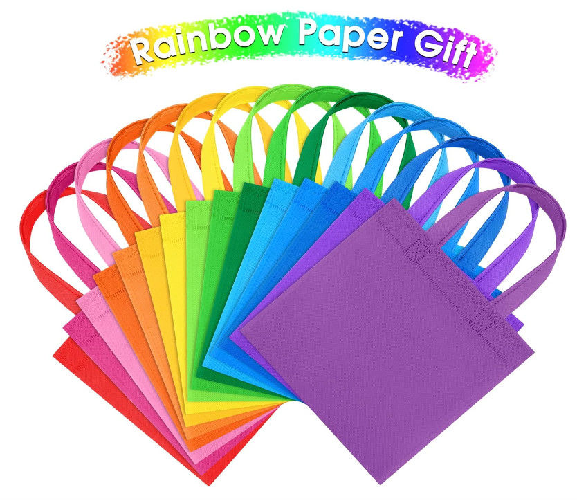 Customizable Logo Printing Wholesale Blank Reusable Rainbow  Colors Non Woven DIY Gift Bags